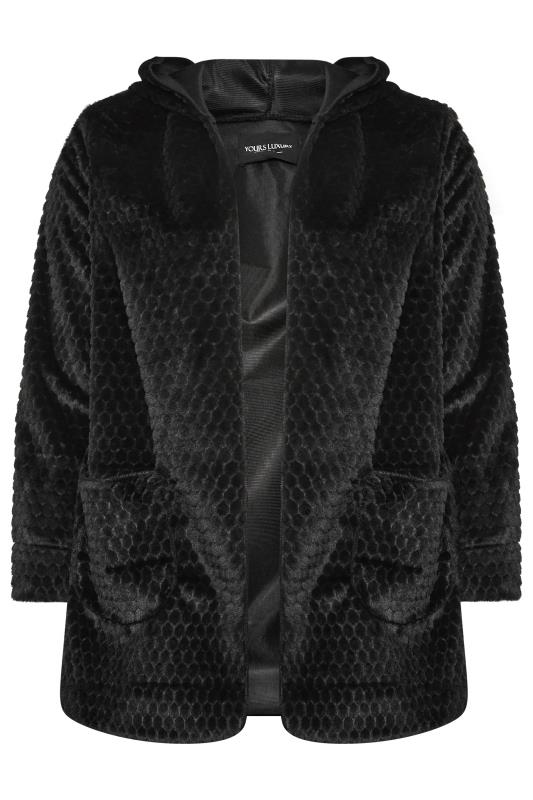 YOURS LUXURY Plus Size Black Faux Fur Hooded Jacket | Yours Clothing 7