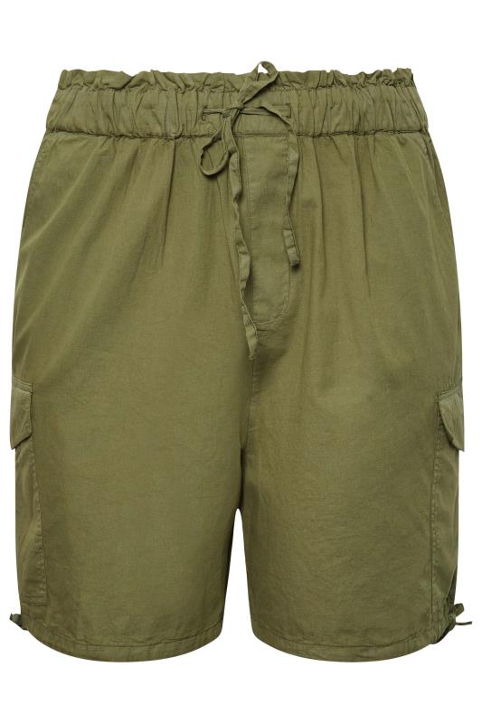 LIMITED COLLECTION Plus Size Khaki Green Paperbag Cargo Shorts | Yours Clothing 6
