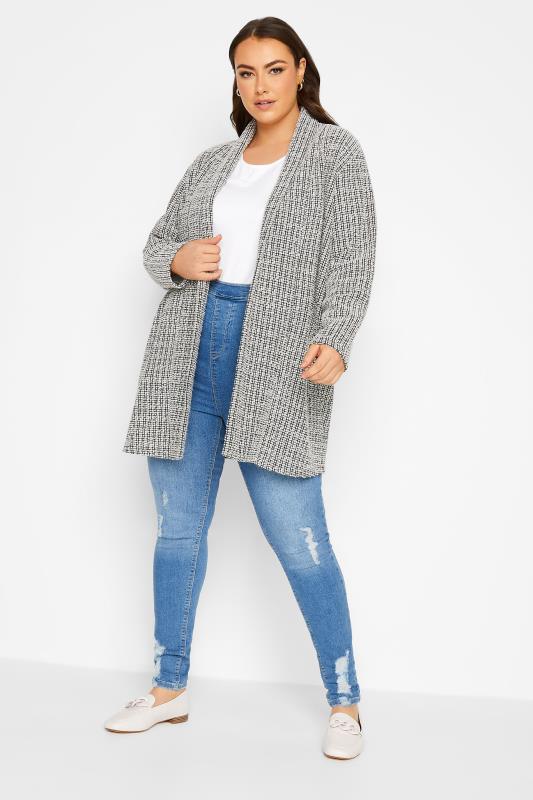 Curve Plus Size Grey Textured Cardigan | Yours Clothing  2