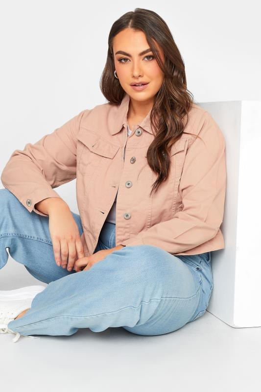 Plus Size Pink Distressed Denim Jacket | Yours Clothing  1