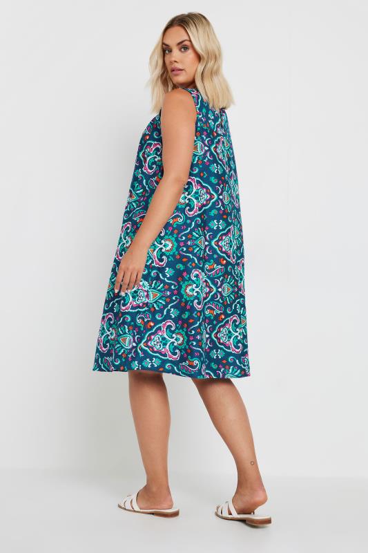 YOURS Plus Size Blue Paisley Print Pocket Swing Dress | Yours Clothing 3