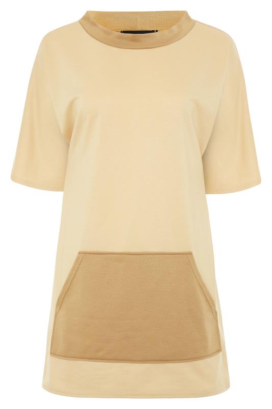 LTS Tall Beige Brown Short Sleeve Knitted Longline Top 5