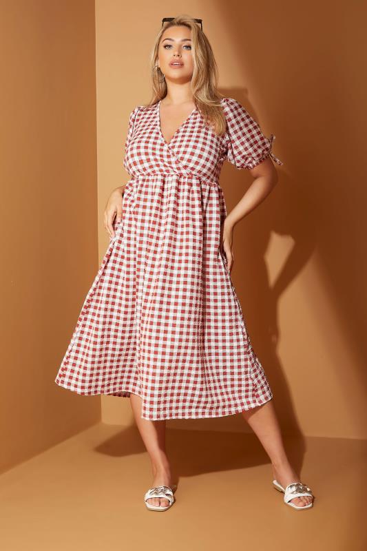 LIMITED COLLECTION Curve Rust Orange Gingham Wrap Midaxi Dress_L.jpg