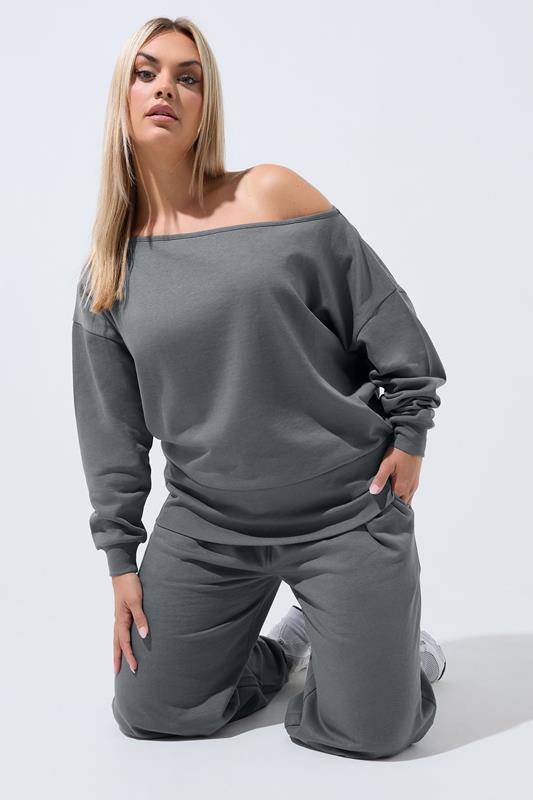  LIMITED COLLECTION grijze sweatshirt met wijd uitgesneden hals