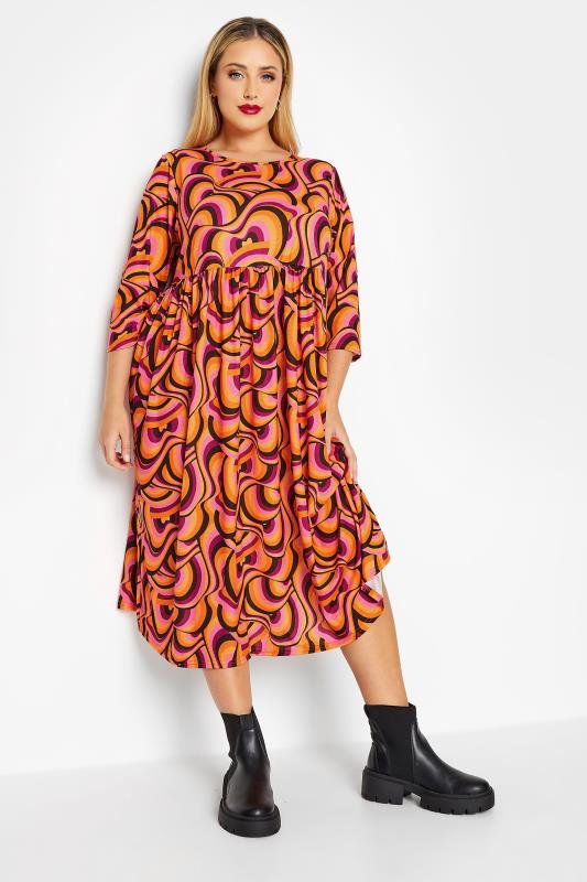 LIMITED COLLECTION Plus Size Orange Swirl Print Dress | Yours Clothing  2