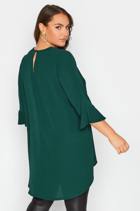 YOURS LONDON Curve Green Flute Sleeve Tunic Top 3
