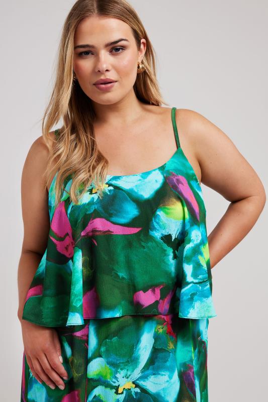 YOURS LONDON Plus Size Green Floral Print Overlay Maxi Dress | Yours Clothing 4