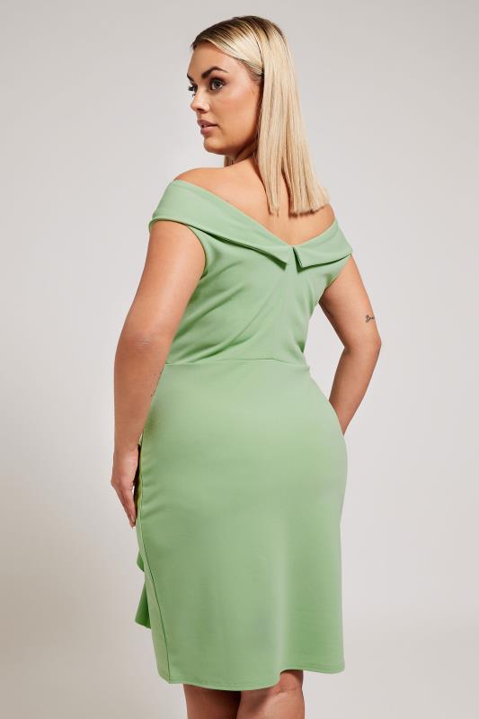 YOURS LONDON Plus Size Sage Green Tuxedo Style Ruffle Dress | Yours Clothing 3