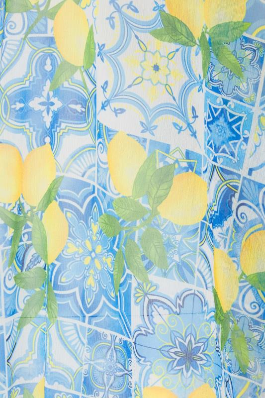 LIMITED COLLECTION Plus Size Blue Lemon Print Beach Kimono | Yours Clothing 8