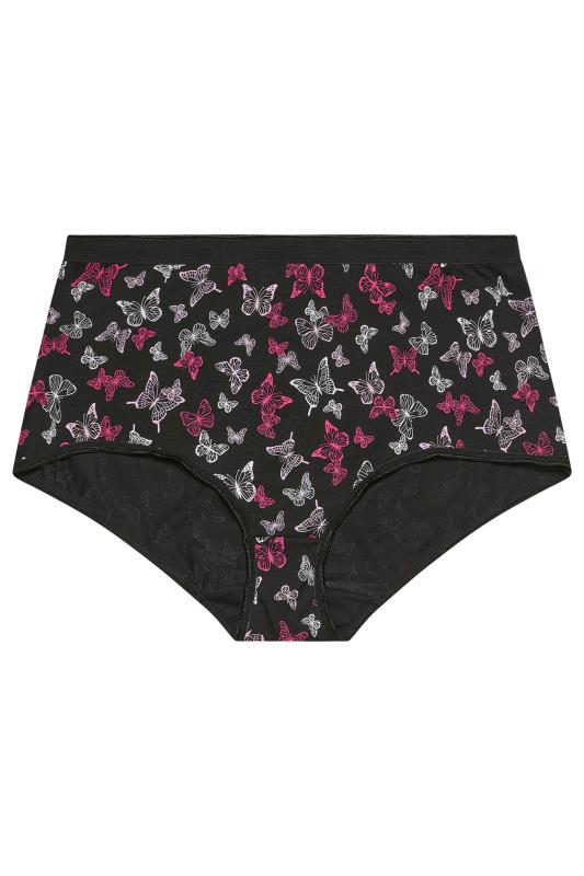 YOURS 5 PACK Plus Size Black & Pink Butterfly Print Full Briefs | Yours Clothing 4