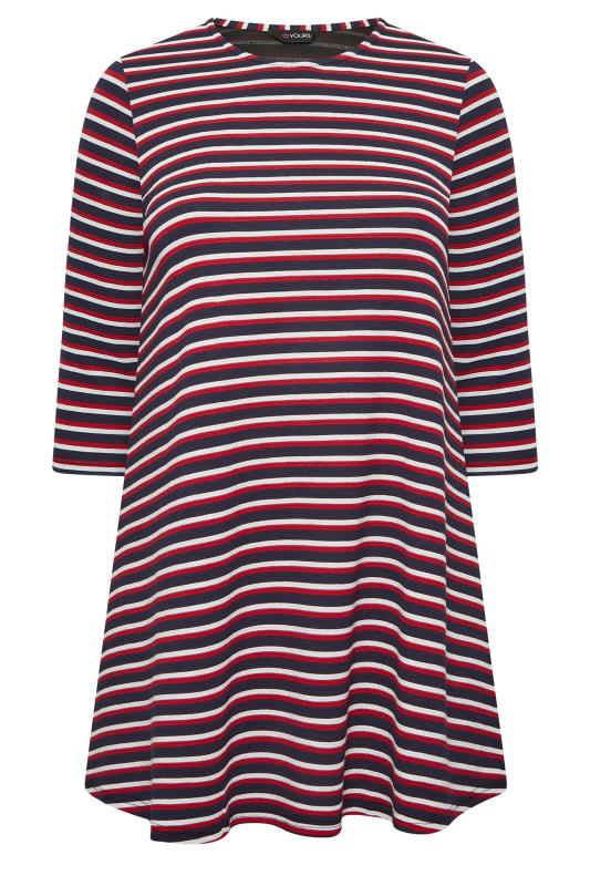 YOURS Plus Size Navy Blue Stripe Top | Yours Clothing 5