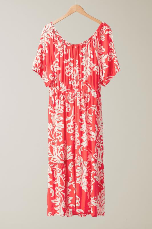 EVANS Plus Size Red Abstract Print Tiered Midi Dress | Evans  6