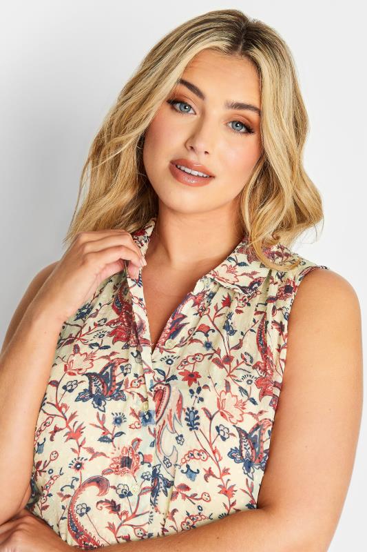YOURS Plus Size Beige Brown Paisley Print Sleeveless Blouse | Yours Clothing 4