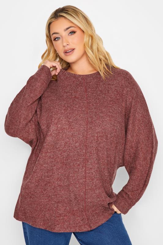 YOURS Plus Size Red Soft Touch Ribbed Top | Yours Clothing 1