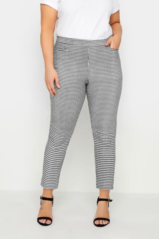  Tallas Grandes Evans Black & White Checked Cropped Trouser