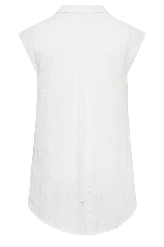 YOURS Plus Size White Broderie Anglaise Sleeveless Blouse | Yours Clothing 7