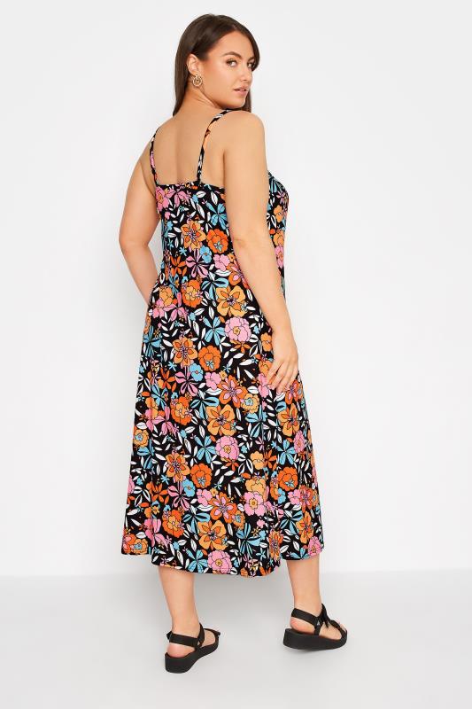 LIMITED COLLECTION Curve Black Floral Retro Ruched Dress 3