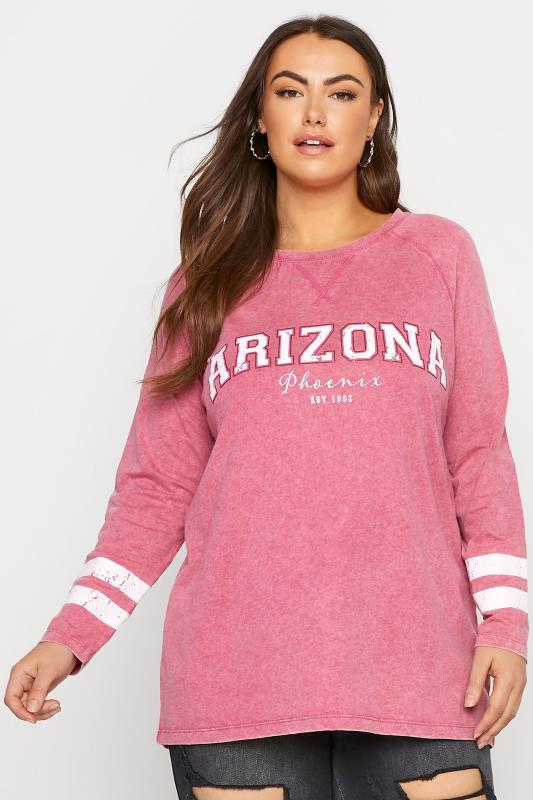 Curve Pink Acid Wash 'Arizona' Raglan T-Shirt 1