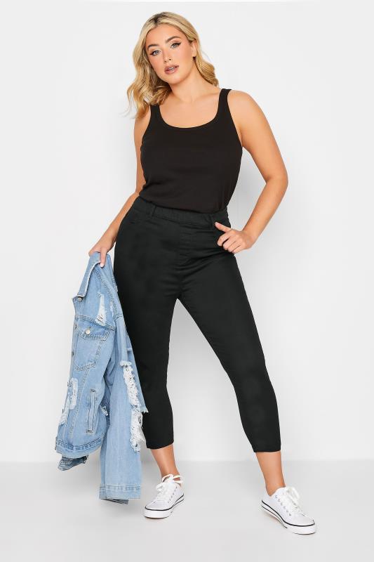 YOURS Plus Size Black Cropped Stretch GRACE Jeggings | Yours Clothing 2