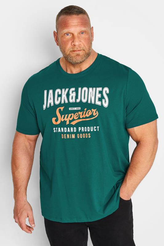 JACK & JONES Big & Tall Dark Green Superior Logo T-Shirt | BadRhino 1