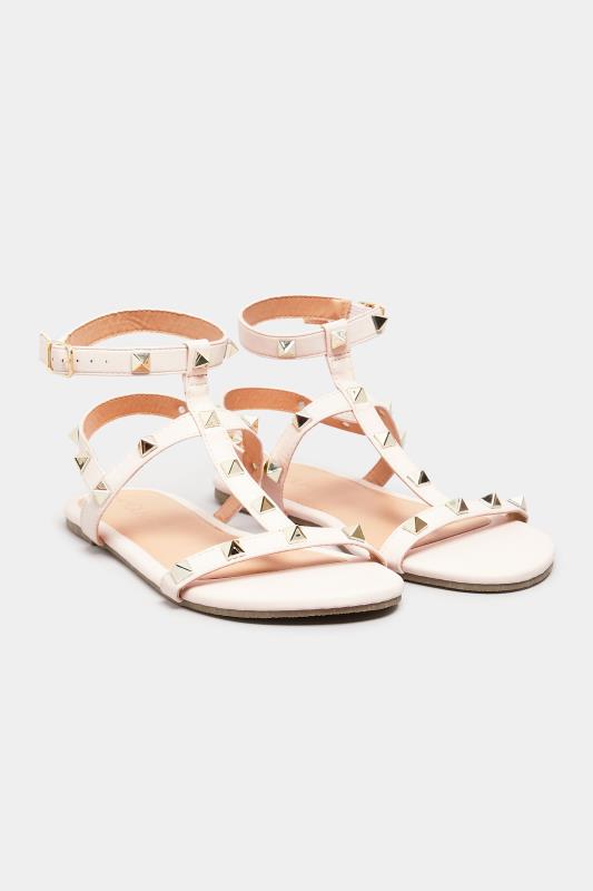 Pink Studded Strap Sandals In Extra Wide EEE Fit 2