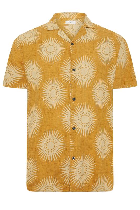 JACK & JONES Big & Tall Amber Brown Sun Print Resort Shirt | BadRhino 2