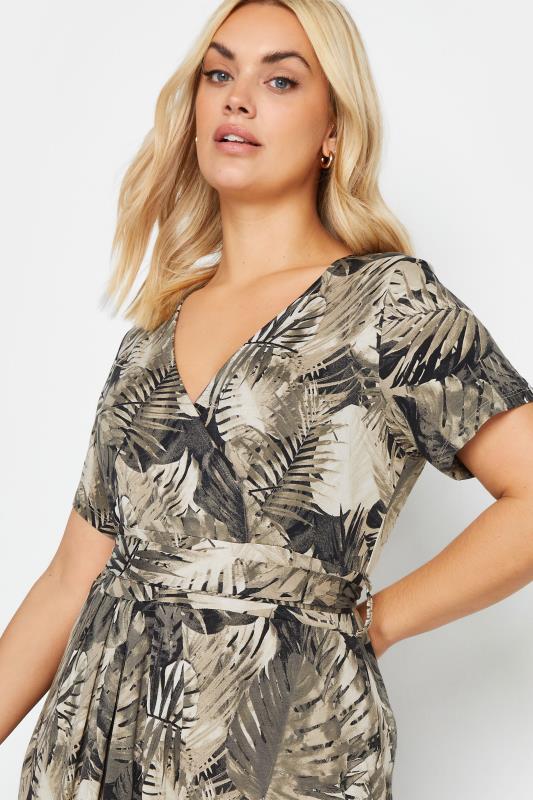YOURS Plus Size Green Leaf Print Wrap Maxi Dress | Yours Clothing 4