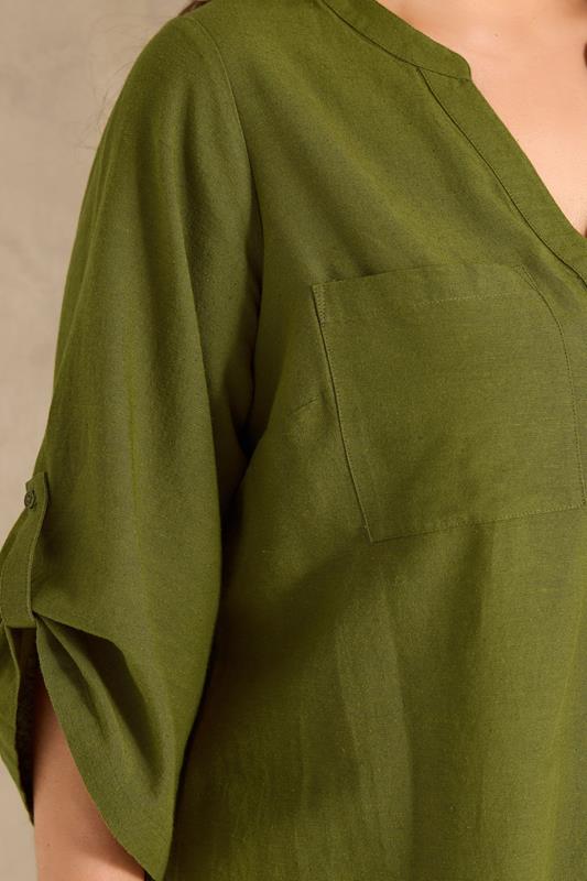 EVANS Plus Size Green Utility Cotton Shirt | Evans 4
