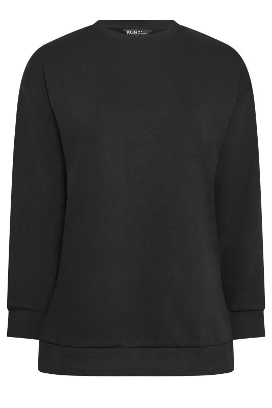 YOURS Plus Size Black Crew Neck Sweatshirt | Yours Clothing 6