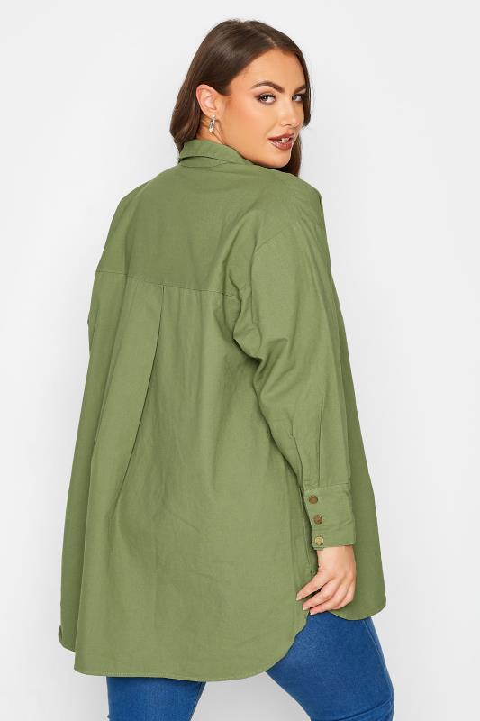 LIMITED COLLECTION Plus Size Khaki Green Shacket | Yours Clothing 3