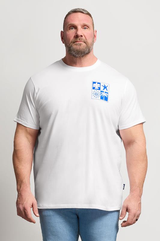 BadRhino Big & Tall White & Blue Graphic T-Shirt | BadRhino 1