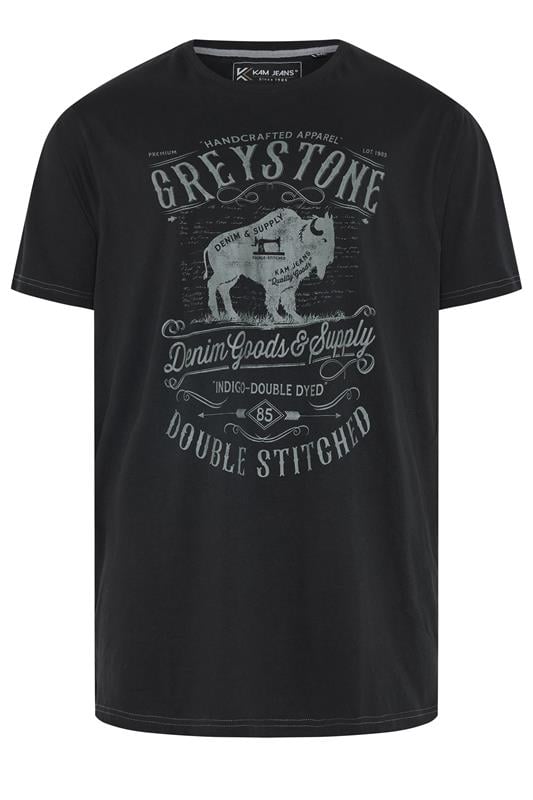 KAM Big & Tall Black 'Greystone' Graphic Print T-Shirt | BadRhino 1