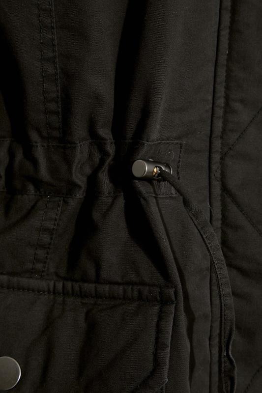 YOURS PETITE Plus Size Black Faux Fur Trim Hooded Parka Coat | Yours Clothing 4