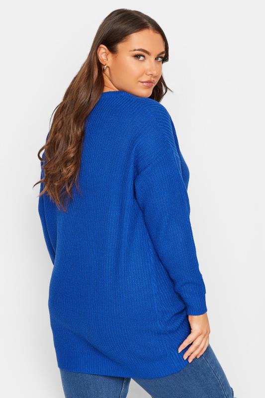 Plus Size Cobalt Blue Essential Knitted Jumper | Yours Clothing 3