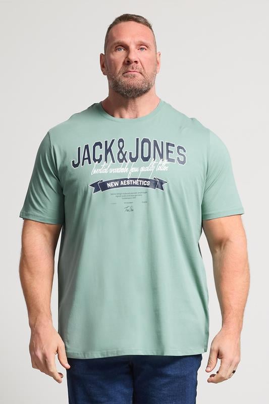 JACK & JONES Big & Tall Mineral Blue Graphic T-Shirt | BadRhino 1