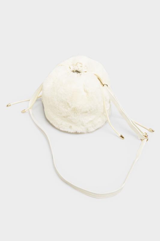 Cream Faux Fur Bucket Bag 3
