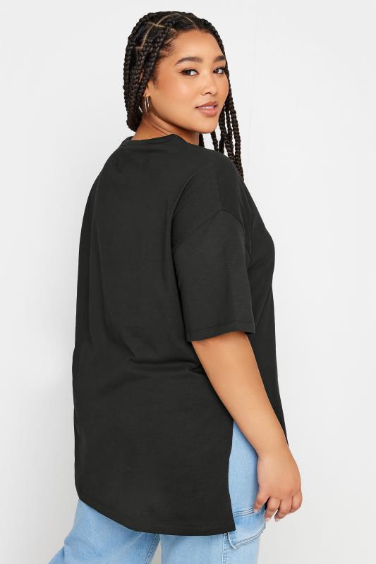 YOURS Plus Size Black Side Split Oversized T-Shirt | Yours Clothing 3