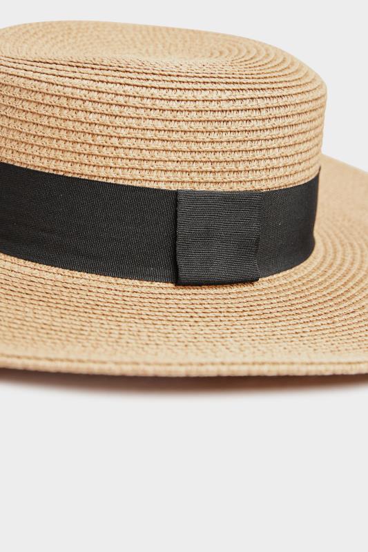 Natural Brown Straw Wide Brim Boater Hat 3