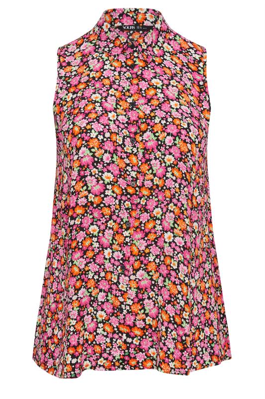 YOURS Plus Size Pink Floral Print Sleeveless Blouse | Yours Clothing 5