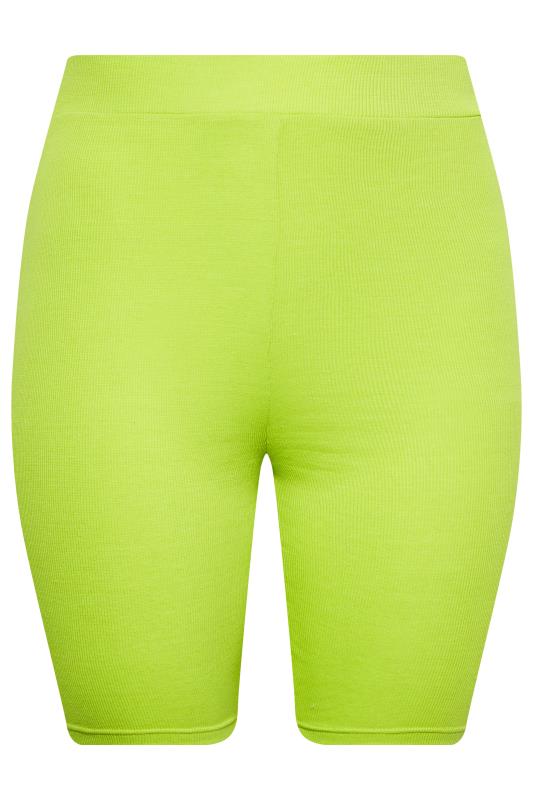 YOURS Plus Size Lime Green Ribbed Cycling Shorts | Yours Clothing 4