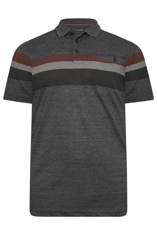 KAM Big & Tall Charcoal Grey Stripe Polo Shirt | BadRhino  3