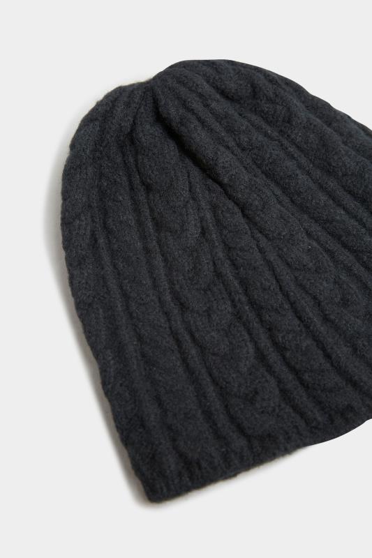 Plus Size Black Cable Beanie Hat | Yours Clothing 3