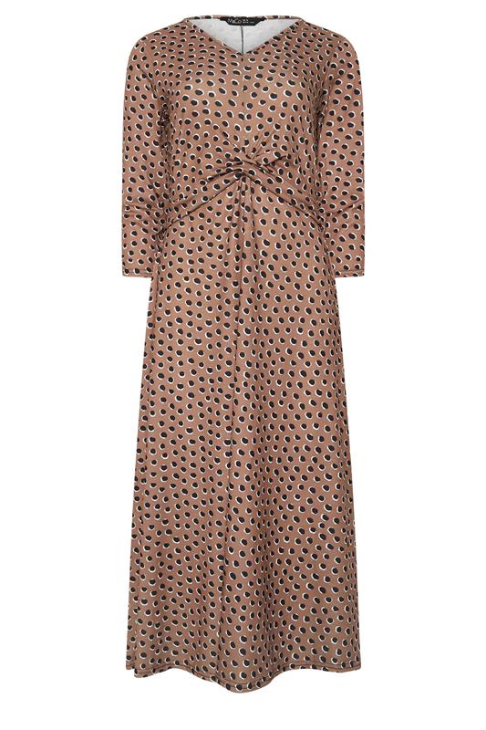 M&Co Mocha Brown Spot Twist Front Dress | M&Co 5