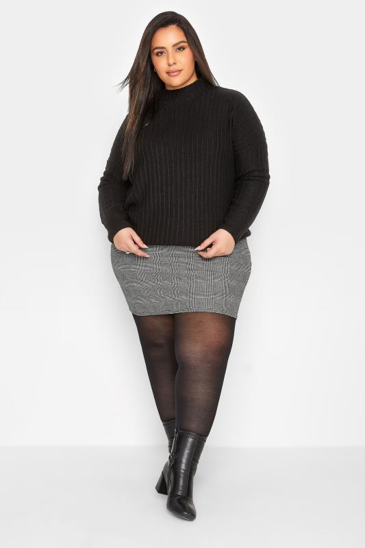  PixieGirl Petite Black & Grey Check Stretch Mini Skirt