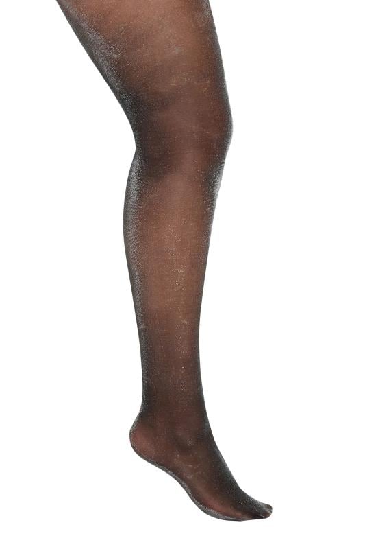 YOURS Plus Size Black Sparkle Sheer 40 Denier Tights | Yours Clothing  3