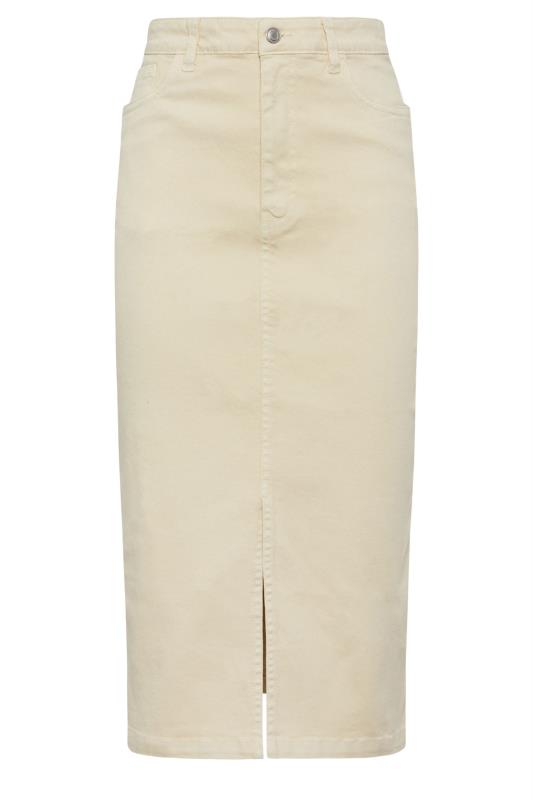LTS Tall Womens Cream Denim Midi Skirt | Long Tall Sally 6