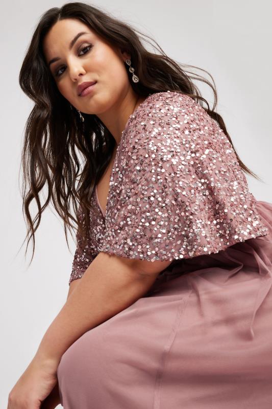 LUXE Plus Size Pink Embellished Maxi Dress | Yours Clothing 2