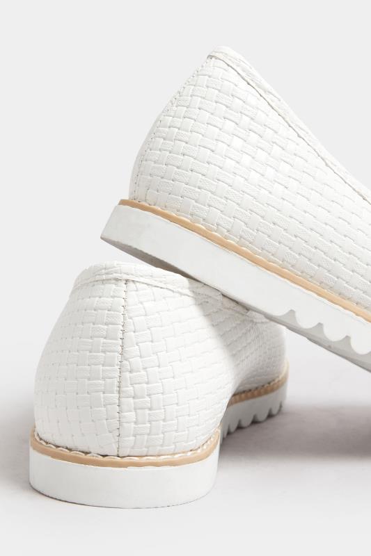 White Woven Ballet Pumps In Extra Wide EEE Fit | Yours Clothing 4