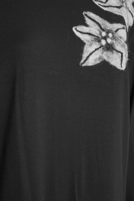 Curve Black Flower Print Long Sleeve T-Shirt 5