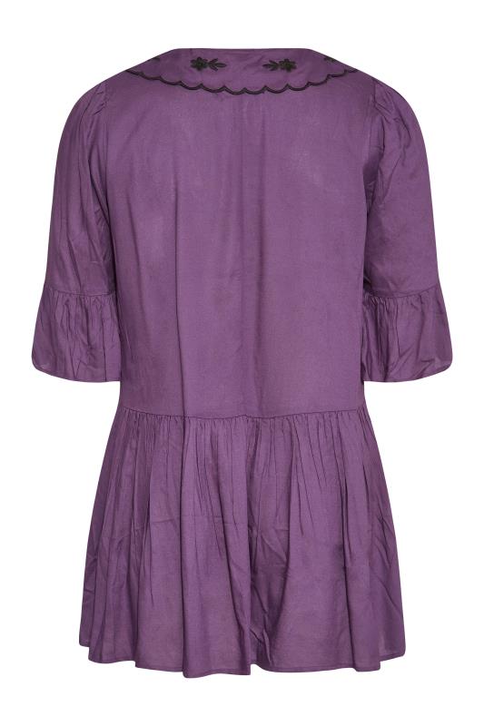 LIMITED COLLECTION Purple Embroidered Collar Peplum Blouse_BK.jpg